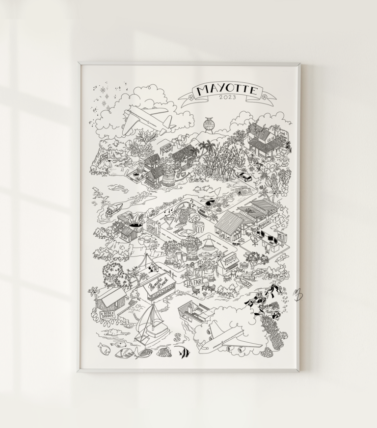 Affiche illustrée de road trip personnalisée, illustration de voyage sur mesure