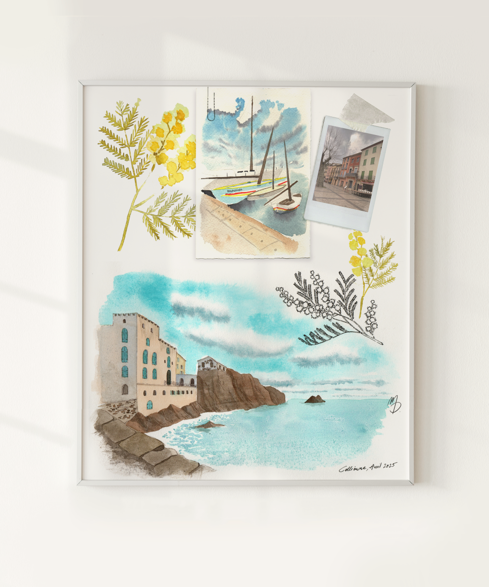 Illustration de voyage, composition type souvenir carnet de voyage, d'observateur