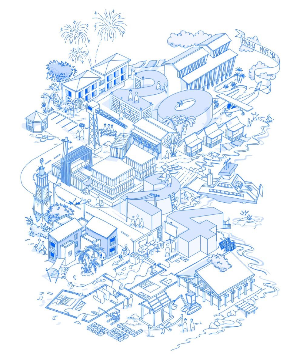 illustration bonne année architecture