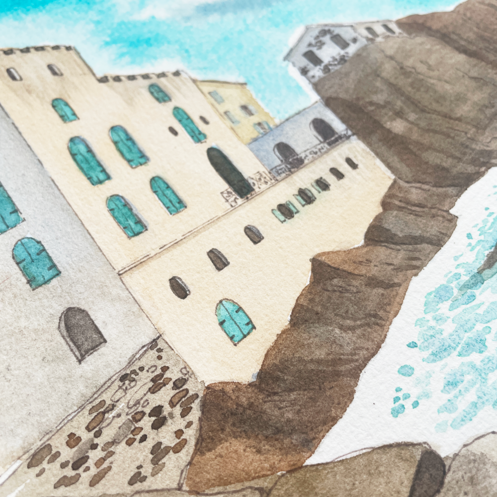 détail d'Illustration aquarelle représentant un voyage