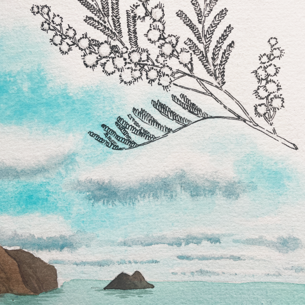 détail d'Illustration aquarelle représentant un voyage