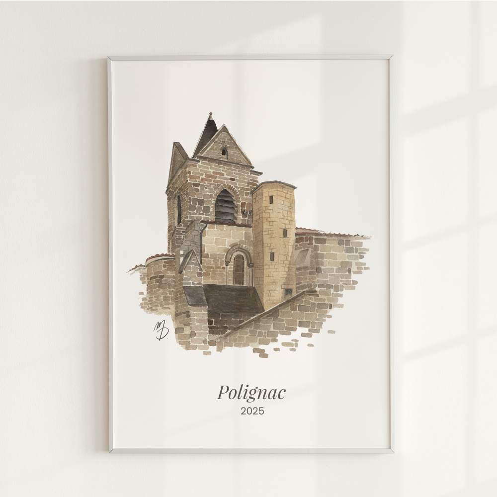 Illustration aquarelle d’un lieu architectural, portrait de lieu aux couleurs douces, souvenir