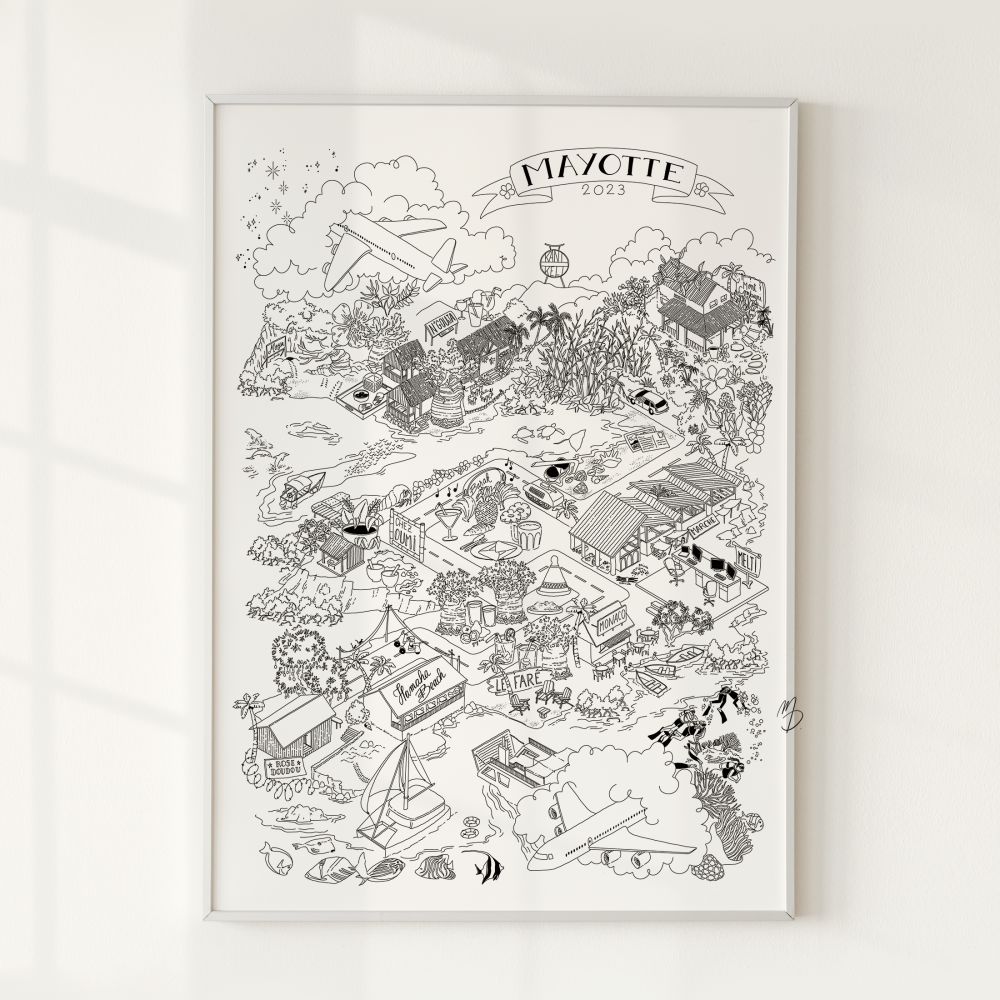 Affiche illustrée de road trip personnalisée, illustration de voyage sur mesure