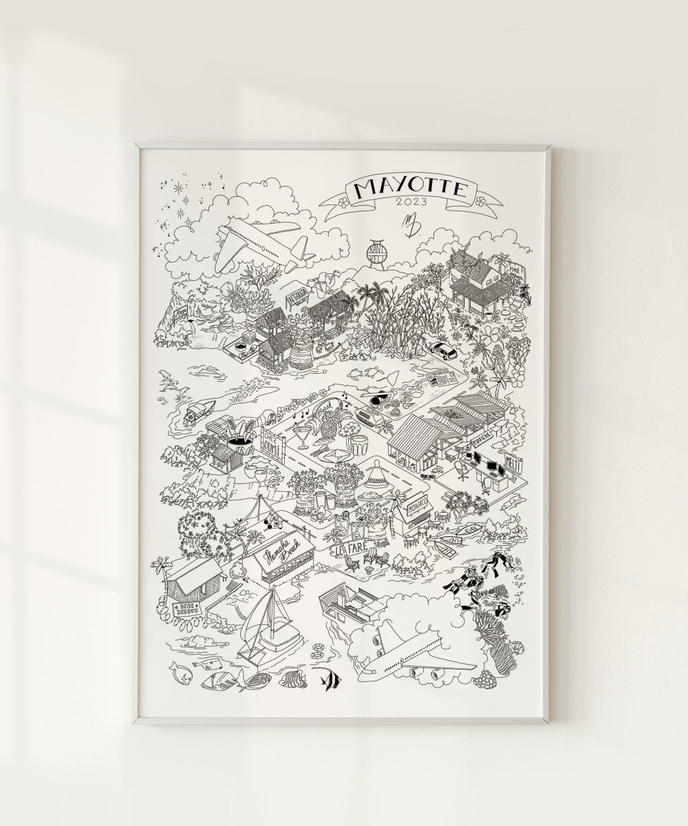 Affiche illustrée de road trip personnalisée, illustration de voyage sur mesure