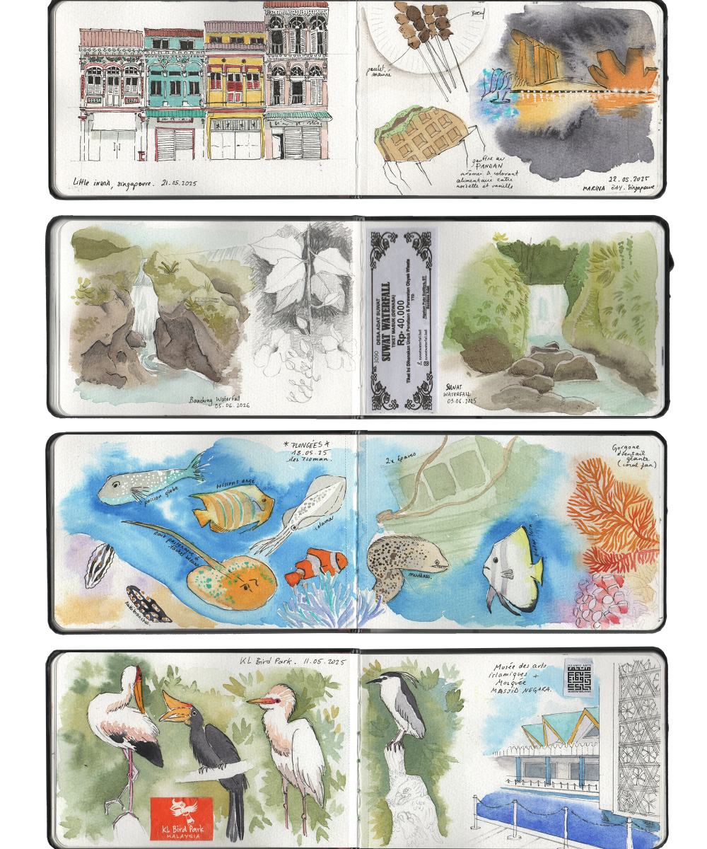 carnet de croquis voyage asie personnel